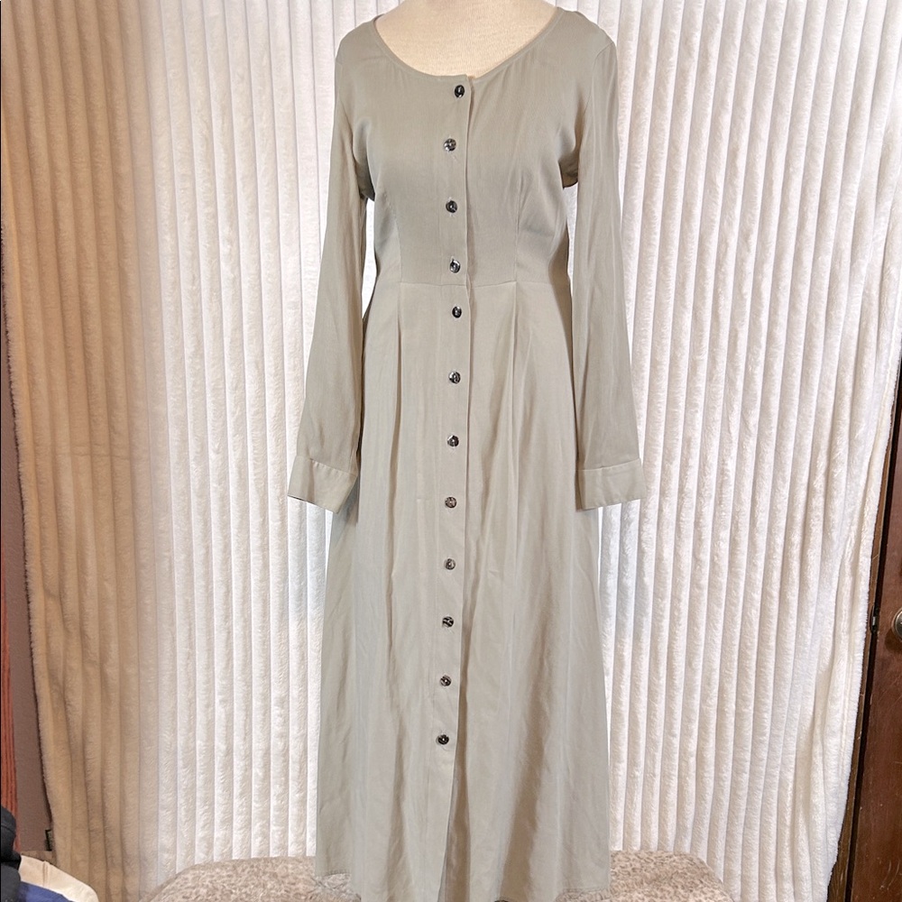 Vintage longsleeve button down quiet luxury minimalist, casual chic long dress 4